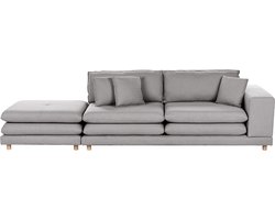 BELIANI HEDEN - Tweezitsbank met ottomaan - Grijs - Polyester