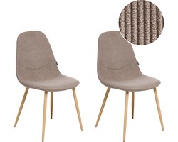 BELIANI HILDEN - Eetkamerstoel set van 2 - Taupe - Corduroy