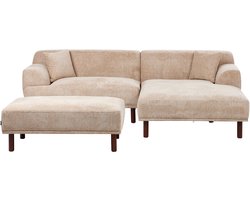 BELIANI HOLT - Hoekbank met ottomaan - Beige - Linkszijdig - Polyester