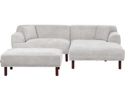 BELIANI HOLT - Hoekbank met ottomaan - Lichtgrijs - Linkszijdig - Polyester