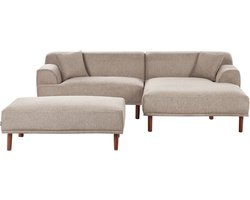 BELIANI HOLT - Hoekbank met ottomaan - Taupe - Linkszijdig - Polyester