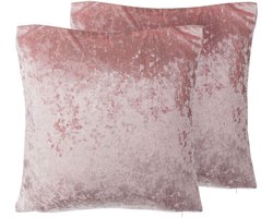 BELIANI HOSTA - Sierkussen set van 2 - Roze - 45 x 45 cm - Fluweel
