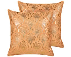 BELIANI HOYA - Sierkussen set van 2 - Oranje - 45 x 45 cm - Katoen