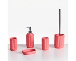 BELIANI HUARMEY - Badkameraccessoireset - Rood - Polyresin
