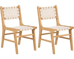 BELIANI HUMBLE - Eetkamerstoel set van 2 - Lichtbruin/Beige - Rubberhout