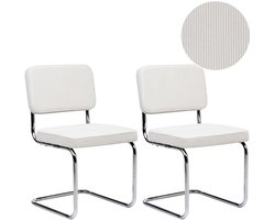 BELIANI IRWIN - Eetkamerstoel set van 2 - Gebroken wit - Corduroy