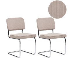 BELIANI IRWIN - Eetkamerstoel set van 2 - Taupe - Corduroy