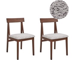 BELIANI ISLE - Eetkamerstoel set van 2 - Donkerhout/Grijs - Rubberhout