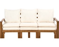 BELIANI ISOLELLO - Tuinbank met kussens - Lichtbeige - Acaciahout