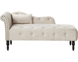 BELIANI IVRY - Chaise longue - Lichtbeige - Linkerzijde - Fluweel