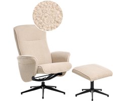 BELIANI JAPET - Relaxfauteuil met voetenbank - Beige - Bouclé