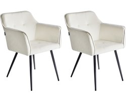 BELIANI JASMIN - Eetkamerstoel set van 2 - Lichtbeige - Fluweel
