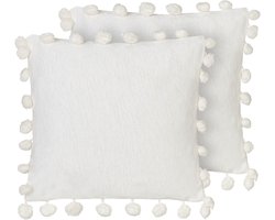 BELIANI JASMINE - Sierkussen set van 2 - Wit - 45 x 45 cm - Polyester