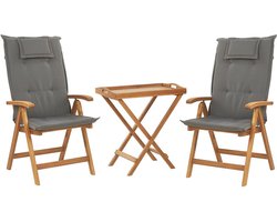 BELIANI JAVA - Bistroset voor 2 - Lichte houtkleur /Grafietgrijs - Acaciahout