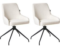 BELIANI JENNER - Set van 2 eetkamerstoelen - Gebroken wit - Polyester