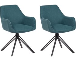 BELIANI JODAR - Eetkamerstoel set van 2 - Blauwgroen - Stof