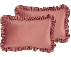 BELIANI KALANCHOE - Sierkussen set van 2 - Roze - 30 x 50 cm - Fluweel