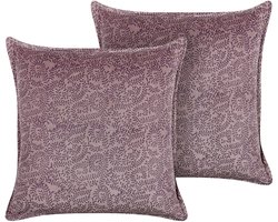BELIANI KALMIA - Sierkussen set van 2 - Roze - 45 x 45 cm - Fluweel