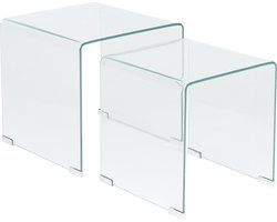 BELIANI KENDALL - Bijzettafel set - Transparant - Veiligheidsglas