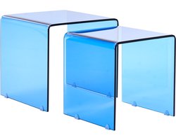 BELIANI KENDALL - Salontafel set - Blauw - Veiligheidsglas
