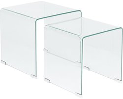 Beliani KENDALL - Salontafel set - Transparant - Veiligheidsglas