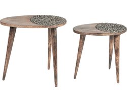 BELIANI KHETUA - Bijzettafel set van 2 - Donkere houtkleur - Mangohout