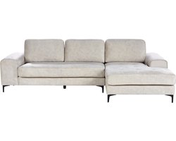 BELIANI KIRUNA - Hoekbank - Lichtbeige - Linkszijdig - Fluweel