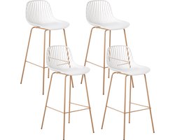 BELIANI KLEVE - Set van 4 barstoelen - Wit - Synthetisch materiaal