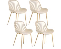 BELIANI KLEVE - Set van 4 eetkamerstoelen - Beige - Synthetisch materiaal