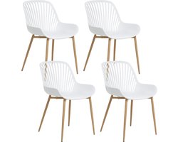 BELIANI KLEVE - Set van 4 eetkamerstoelen - Wit - Synthetisch materiaal