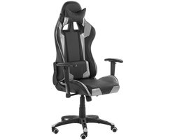 BELIANI KNIGHT - Gamestoel - Zwart/Zilver - Kunstleer