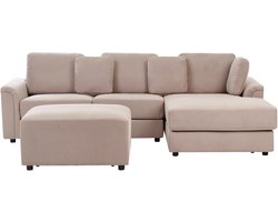 BELIANI KOHLO - Hoekbank met ottomaan - Taupe - Linkszijdig - Stof