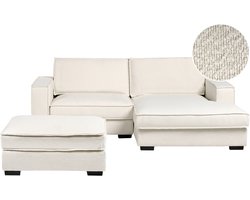 BELIANI KOLDING - Hoekbank met ottomaan - Lichtbeige - Linkszijdig - Bouclé