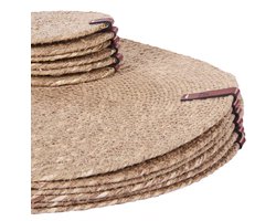 BELIANI KUNZEA - Set van 12 placemats en onderzetters - Natuurlijk - Zeegras