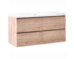 BELIANI LAGOA - Wandgemonteerd meubel met wasbak - Lichtbruin - 120 cm - MDF