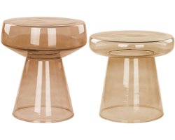 BELIANI LAGUNA/CALDERA - Bijzettafel set van 2 - Goudbruin - Glas