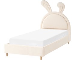 BELIANI LALLIAS - Eenpersoonsbed - Beige - 90 x 200 cm - Fluweel