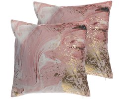 BELIANI LANTANA - Sierkussen set van 2 - Roze - 45 x 45 cm - Polyester