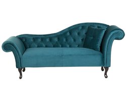 BELIANI LATTES - Chaise longue - Blauwgroen - Rechterzijde - Fluweel