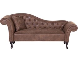 BELIANI LATTES - Chaise longue - Lichtbruin - Linkerzijde - Kunstsuède
