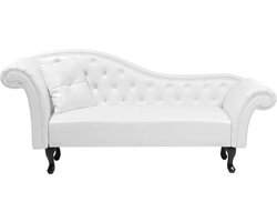 BELIANI LATTES - Chaise longue - Wit - Linkerzijde - Kunstleer