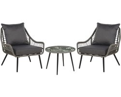 BELIANI LAURETO - Bistroset voor 2 - Grijs - PE rotan