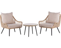 BELIANI LAURETO - Bistroset voor 2 - Natuurlijk - PE rotan