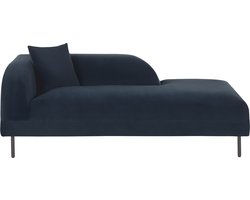 BELIANI LE CRAU - Chaise longue - Donkerblauw - Linkerzijde - Fluweel