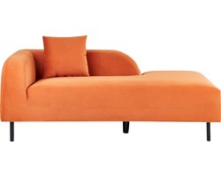 BELIANI LE CRAU - Chaise longue - Oranje - Linkerzijde - Fluweel