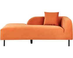 BELIANI LE CRAU - Chaise longue - Oranje - Rechtszijdig - Fluweel