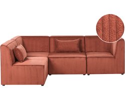 BELIANI LEMVIG - Hoekbank 4-zits - Donkerrood - Linkerzijde - Corduroy