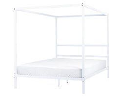 BELIANI LESTARDS - Hemelbed - Wit - 160 x 200 cm - Staal