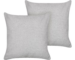BELIANI LEUZEA - Sierkussen set van 2 - Grijs - 45 x 45 cm - Bouclé