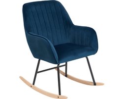 Beliani LIARUM - Schommelstoel - Blauw - Fluweel